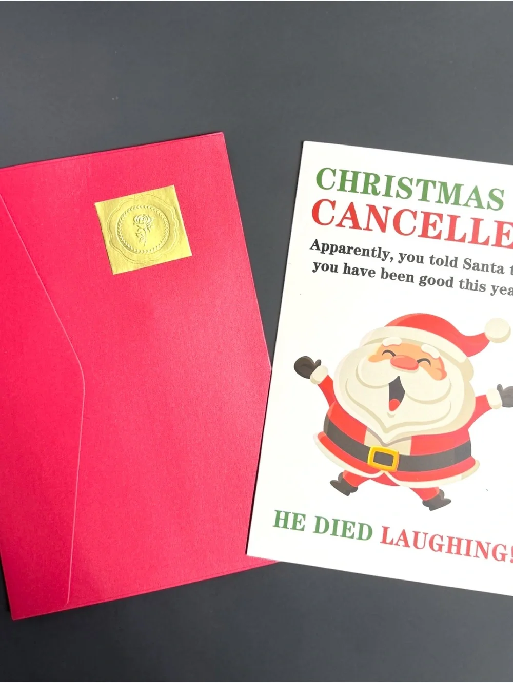 Funny Christmas Card Santa Died Laughing Blank Inside New